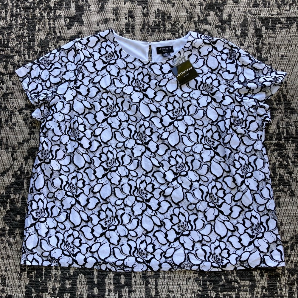 Liz Claiborne Black & White Blouse Size 3X